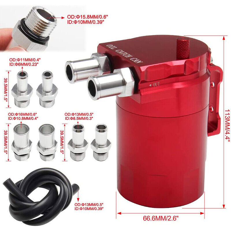 Oil Catch Can Kit Reservoir Baffled Tank with Breather Filter Aluminum Engine US