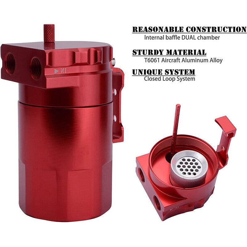 Oil Catch Can Kit Reservoir Baffled Tank with Breather Filter Aluminum Engine US