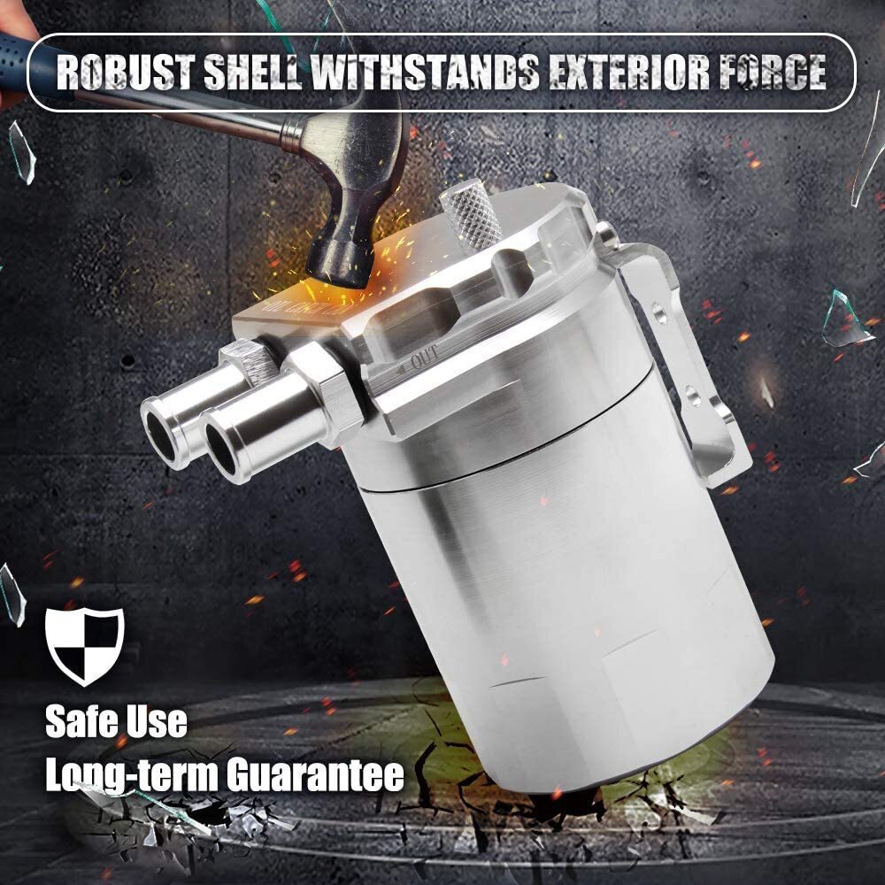 Oil Catch Can Kit Reservoir Baffled Tank with Breather Filter Aluminum Engine US