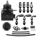 Adjustable Fuel Pressure Regulator Kit Oil 0-100psi Gauge -6AN Black