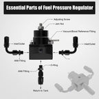 Adjustable Fuel Pressure Regulator Kit Oil 0-100psi Gauge -6AN Black