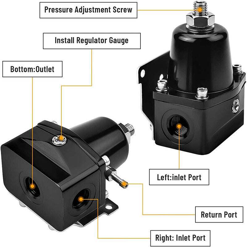 Adjustable Fuel Pressure Regulator Kit Oil 0-100psi Gauge -6AN Black
