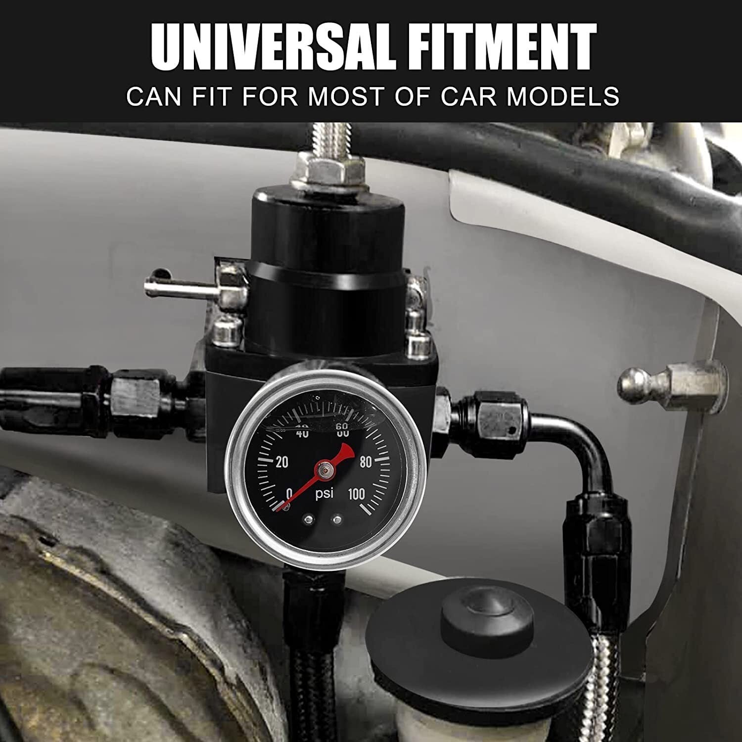 Adjustable Fuel Pressure Regulator Kit Oil 0-100psi Gauge -6AN Black