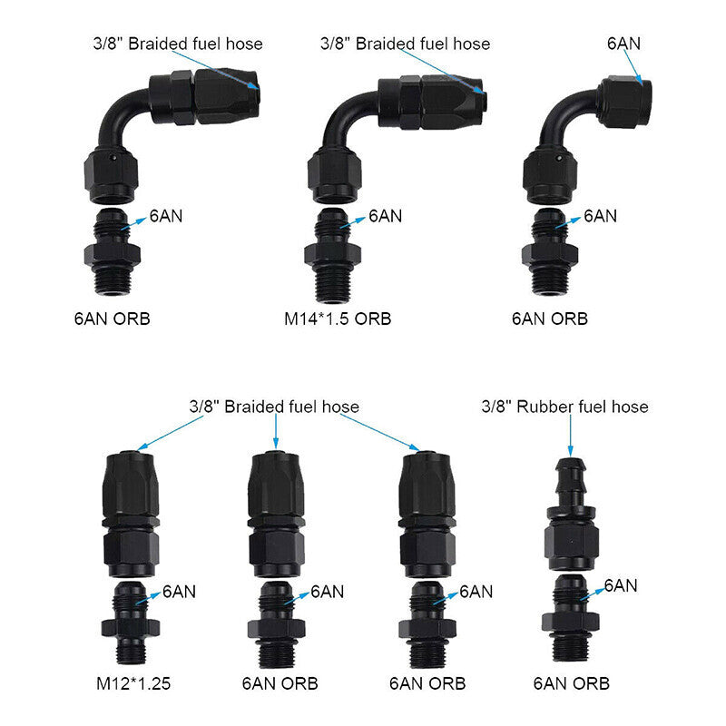 Adjustable Fuel Pressure Regulator Kit Oil 0-100psi Gauge -6AN Black
