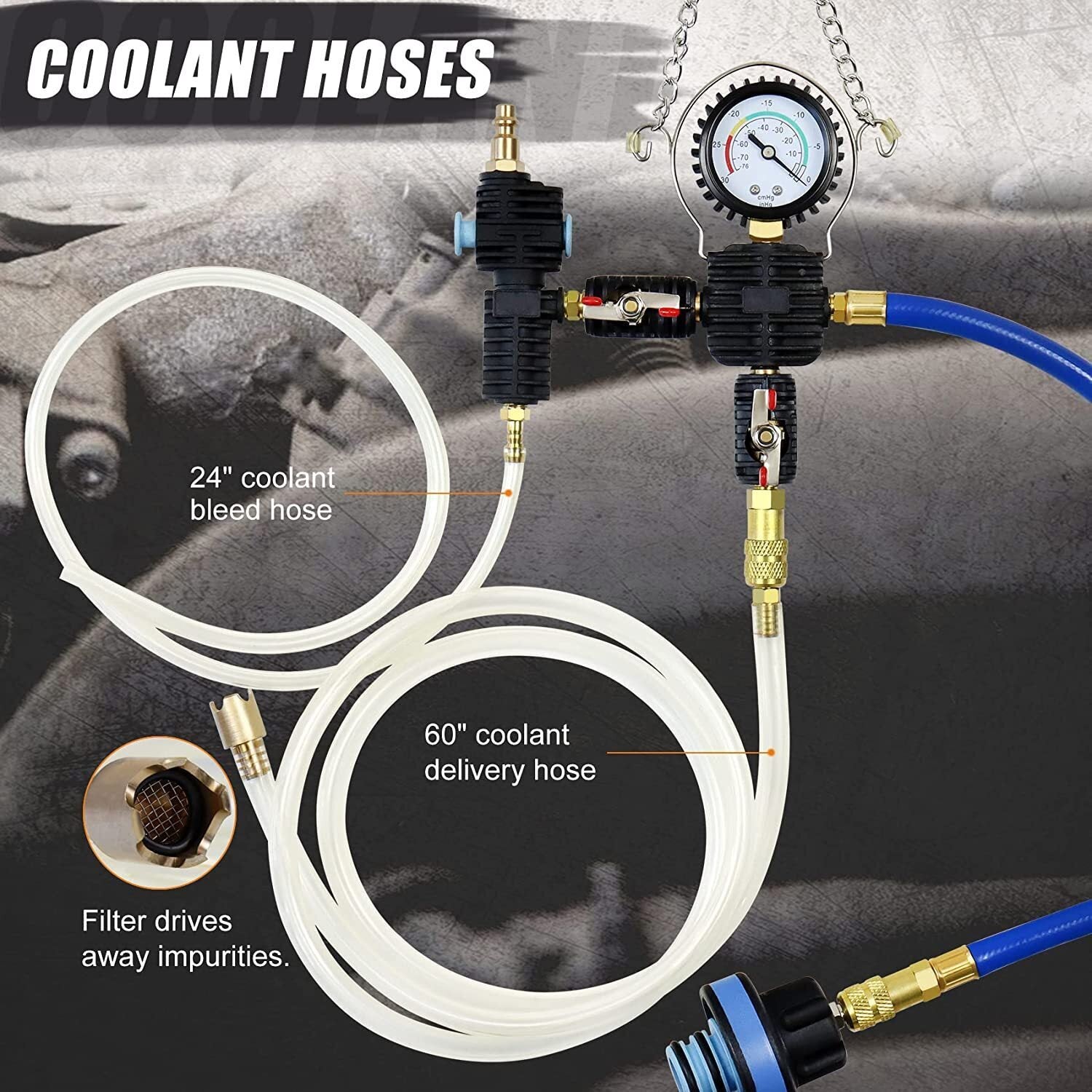 28pcs Radiator Pressure Tester Coolant Purge Refill Vacuum Cooling System Kit