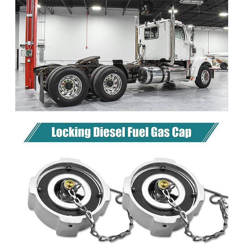 2x Aluminum Locking Diesel Fuel Cap Fit For Freightliner 572.1018 03-37017-002
