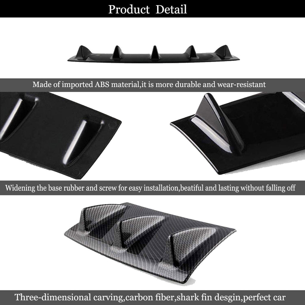 Universal Carbon Look Rear Lower Bumper Diffuser Fin Spoiler Lip Wing Splitter
