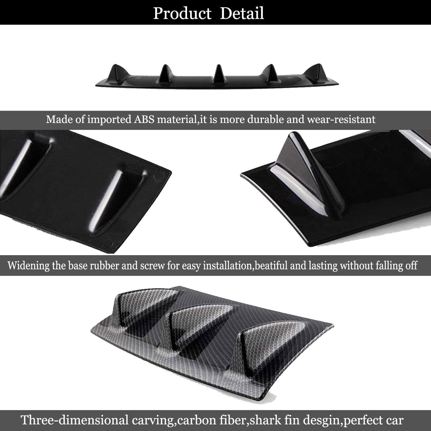Universal Carbon Look Rear Lower Bumper Diffuser Fin Spoiler Lip Wing Splitter