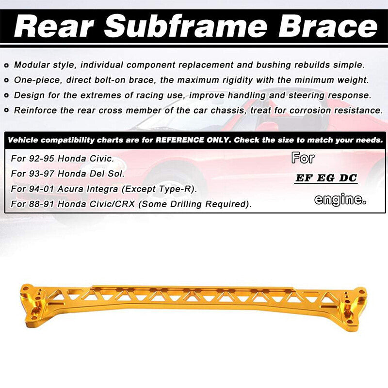 Rear Lower Control Arm Subframe Brace Tie Bar for 92-95 Honda Civic EG 88-95 GD