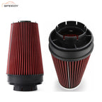 RED 4" inch Inlet Truck Air Filter Dry Flow Clamp-On Round Cone Air Intake