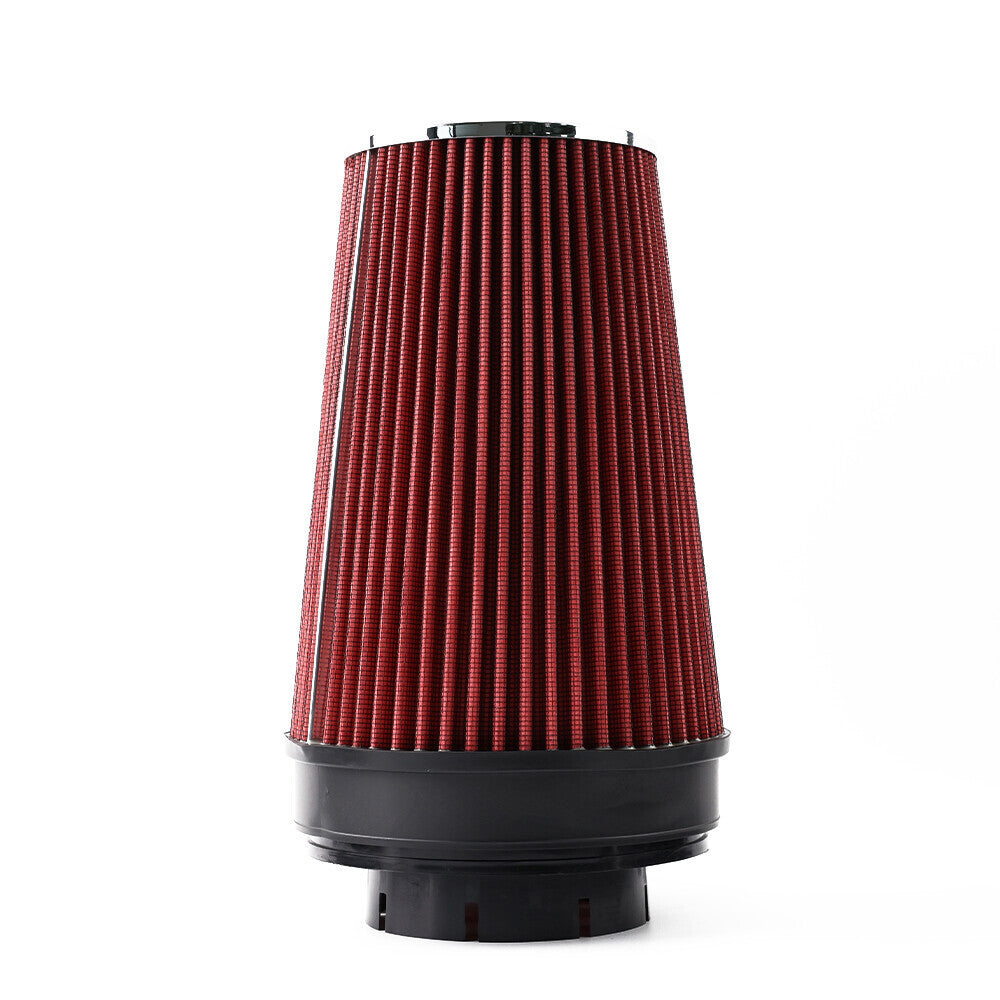 RED 4" inch Inlet Truck Air Filter Dry Flow Clamp-On Round Cone Air Intake