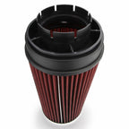 RED 4" inch Inlet Truck Air Filter Dry Flow Clamp-On Round Cone Air Intake
