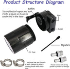 Engine Oil Catch Can Tank Kit with Hose Kit 300ml Aluminum Polish Black