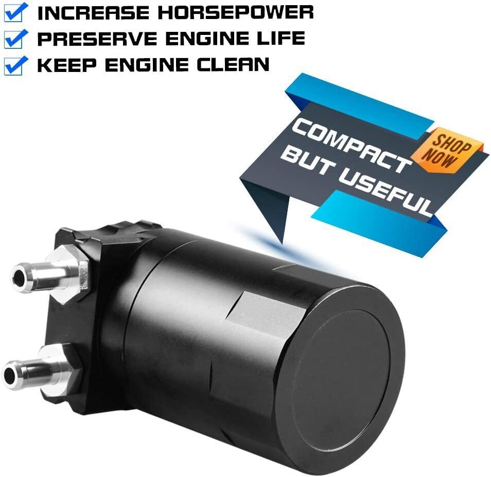 Engine Oil Catch Can Tank Kit with Hose Kit 300ml Aluminum Polish Black