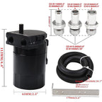 Engine Oil Catch Can Tank Kit with Hose Kit 300ml Aluminum Polish Black
