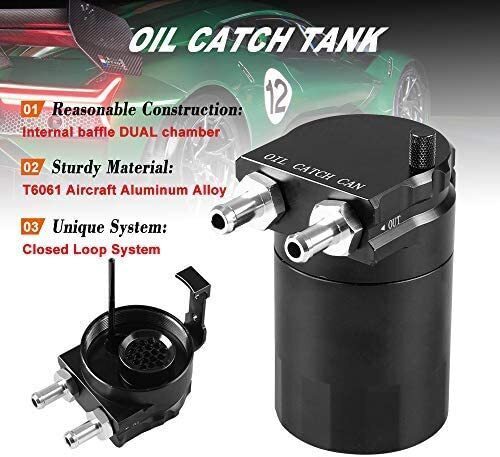 Engine Oil Catch Can Tank Kit with Hose Kit 300ml Aluminum Polish Black
