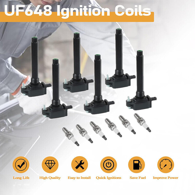 UF648 6 Ignition Coils + 6 Spark Plugs Fit for 3.6L Chrysler Dodge Charger Jeep