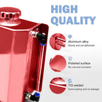 2L Red Aluminum Coolant Radiator Overflow Reservoir Expansion Water Tank