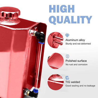 2L Red Aluminum Coolant Radiator Overflow Reservoir Expansion Water Tank