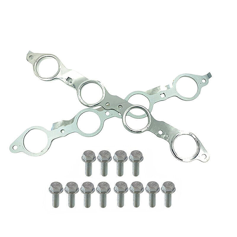 Exhaust Manifold Header Gasket Pair with Bolts Fit For LS1 4.8 5.3 5.7 6.0 6.2L
