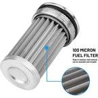 High Flow Inline Fuel Filter 100 Micron Cleanable AN6 AN8 AN10 Adapter Universal
