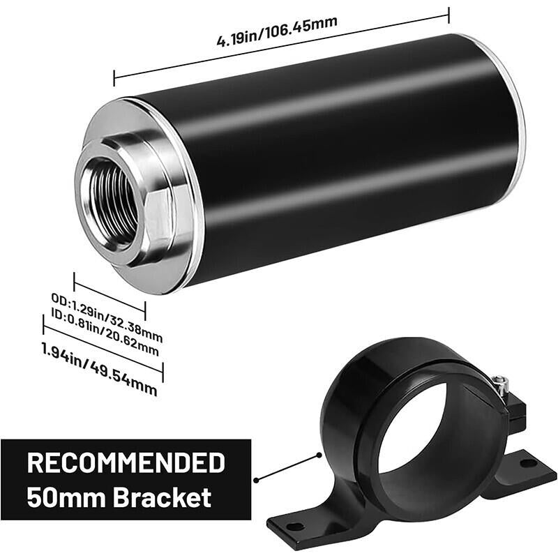 High Flow Inline Fuel Filter 100 Micron Cleanable AN6 AN8 AN10 Adapter Universal