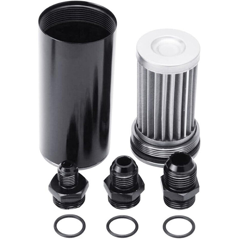 High Flow Inline Fuel Filter 100 Micron Cleanable AN6 AN8 AN10 Adapter Universal