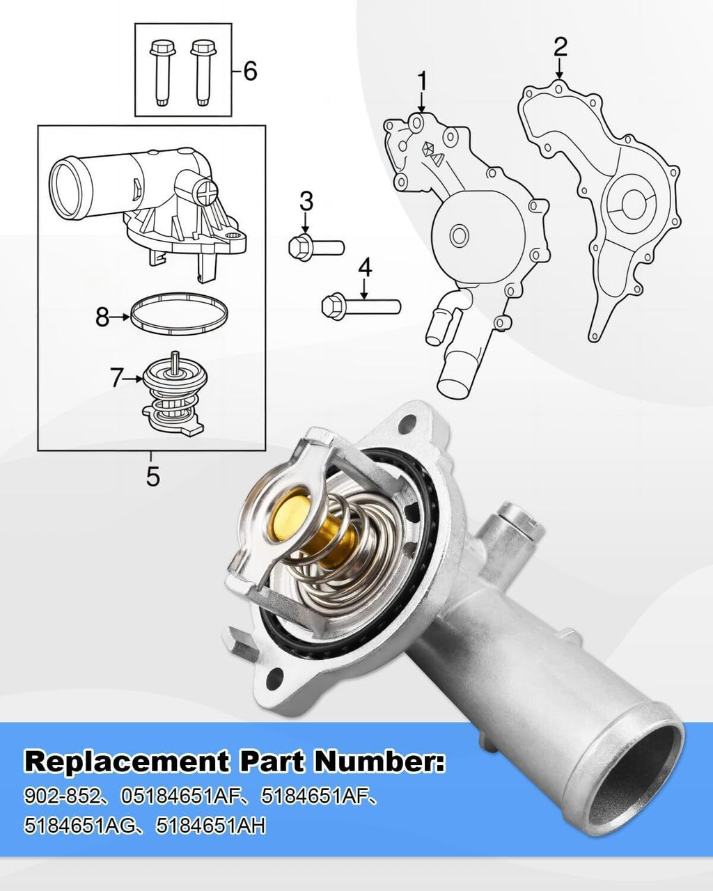 Upgrade Aluminium Thermostat Housing Assembly For Jeep Cherokee Dodge Grand Cara