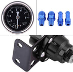 Aluminum Universal Adjustable Fuel Pressure Regulator + Gauge+ Fitting Kit Black