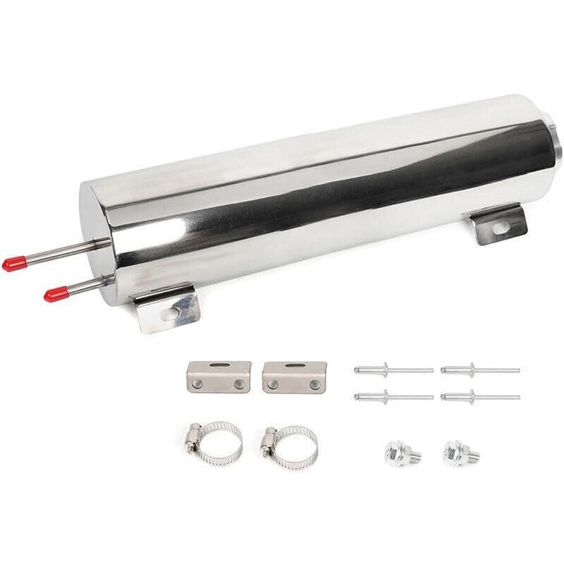 New Radiator Coolant Overflow Catch Puke Tank 3"x9" 32OZ Silver Stainless Steel