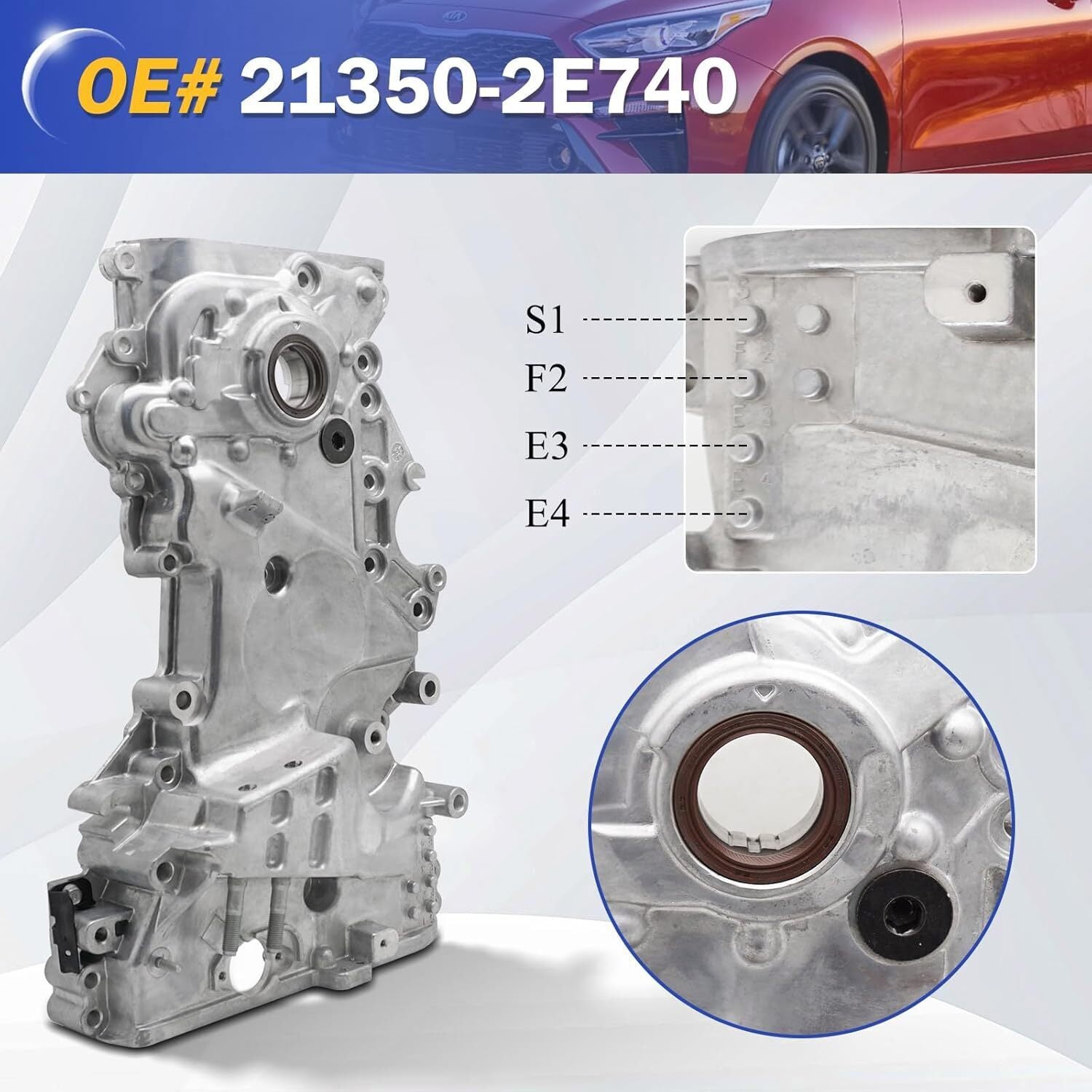 213502E350 Timing Chain Oil Pump Cover FOR 2014-2019 Kia Soul 2.0L & Hyundai