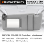 For Toyota Camry 2007-2011 Left Driver Side Sun Visor Sunshade Without Sunroof