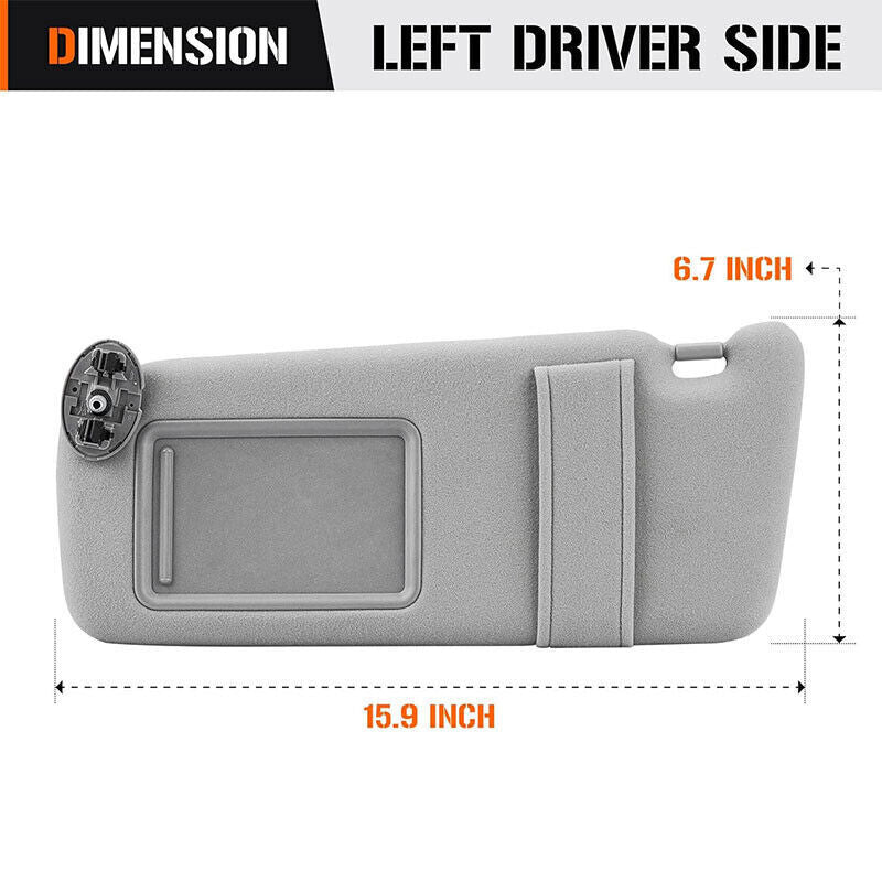 For Toyota Camry 2007-2011 Left Driver Side Sun Visor Sunshade Without Sunroof
