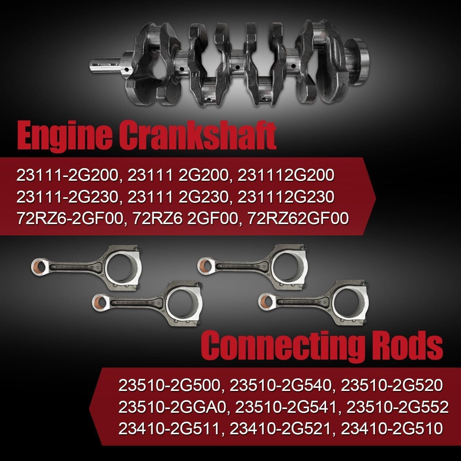 For Hyundai Kia 2.4L G4KJ Engine Rebuild Overhaul Kit - Crankshaft / Con Rods