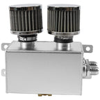 2 Port 10AN Dual Breather Filter Baffled Polished Oil Catch Can Reservoir Tank