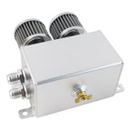 2 Port 10AN Dual Breather Filter Baffled Polished Oil Catch Can Reservoir Tank
