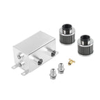 2 Port 10AN Dual Breather Filter Baffled Polished Oil Catch Can Reservoir Tank
