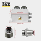 2 Port 10AN Dual Breather Filter Baffled Polished Oil Catch Can Reservoir Tank