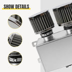 2 Port 10AN Dual Breather Filter Baffled Polished Oil Catch Can Reservoir Tank