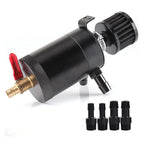 New 2 Port Reservoir Baffled Tank Oil Catch Can Drain Valve Breather Kits Black