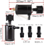 New 2 Port Reservoir Baffled Tank Oil Catch Can Drain Valve Breather Kits Black