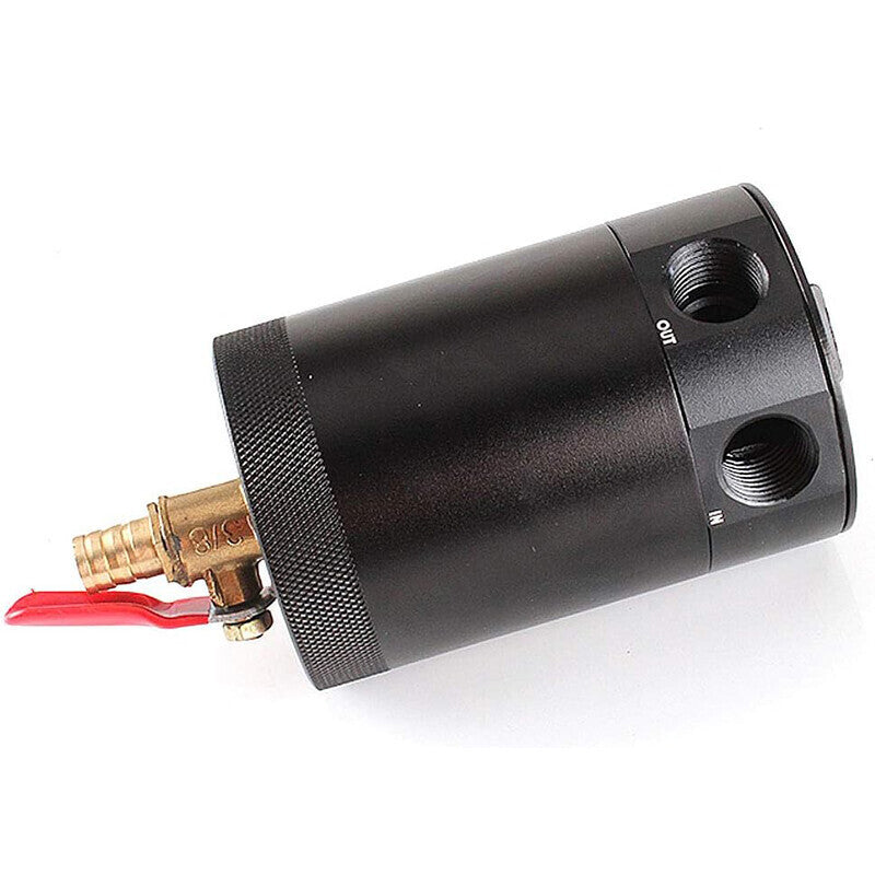 New 2 Port Reservoir Baffled Tank Oil Catch Can Drain Valve Breather Kits Black