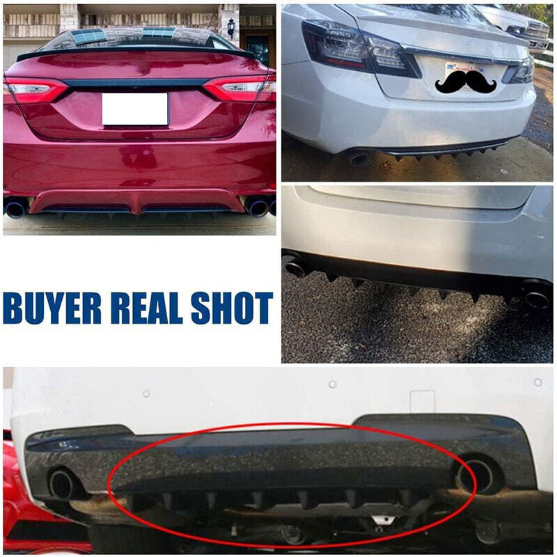 Universal Black Look Rear Lower Bumper Diffuser Fin Spoiler Lip Wing Splitter