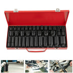 1 Pack Deep Impact Socket Set 1/2" Metric Drive 8-32mm SAE Impact Sockets w/Case