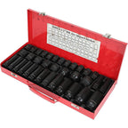 1 Pack Deep Impact Socket Set 1/2" Metric Drive 8-32mm SAE Impact Sockets w/Case