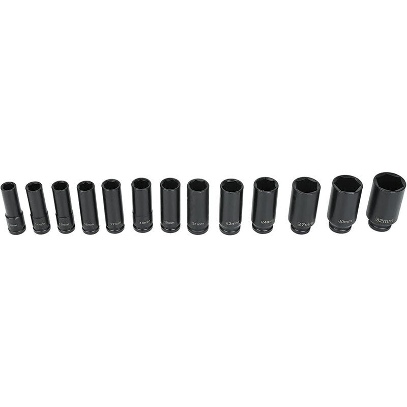 1 Pack Deep Impact Socket Set 1/2" Metric Drive 8-32mm SAE Impact Sockets w/Case