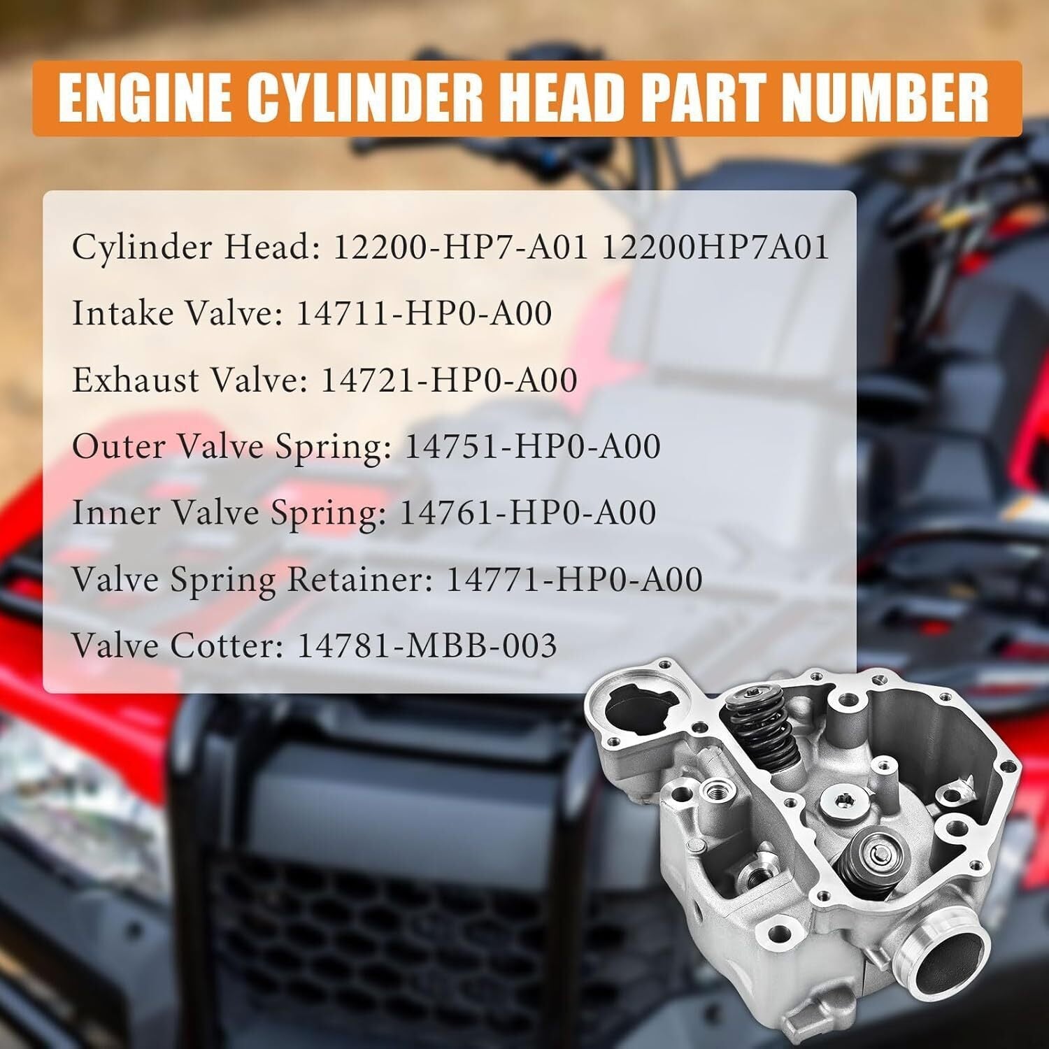 Cylinder Head Valves for Honda Foreman TRX500 Rancher TRX420 ATV 12200-HP7-A01