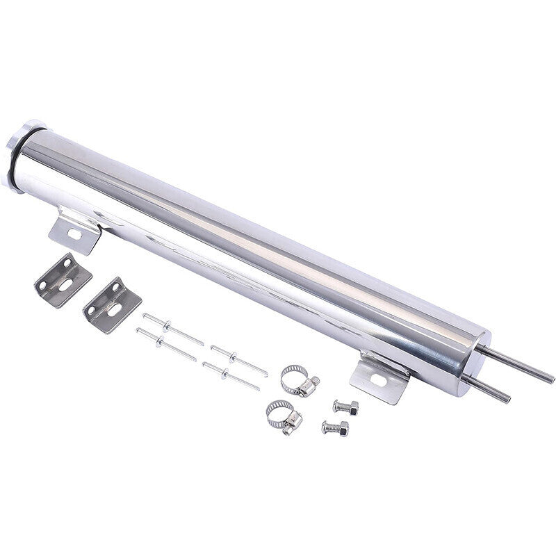 2" x 15" POLISHED STAINLESS STEEL 24 OZ RADIATOR DR OVERFLOW TANK BOTTLE NEW