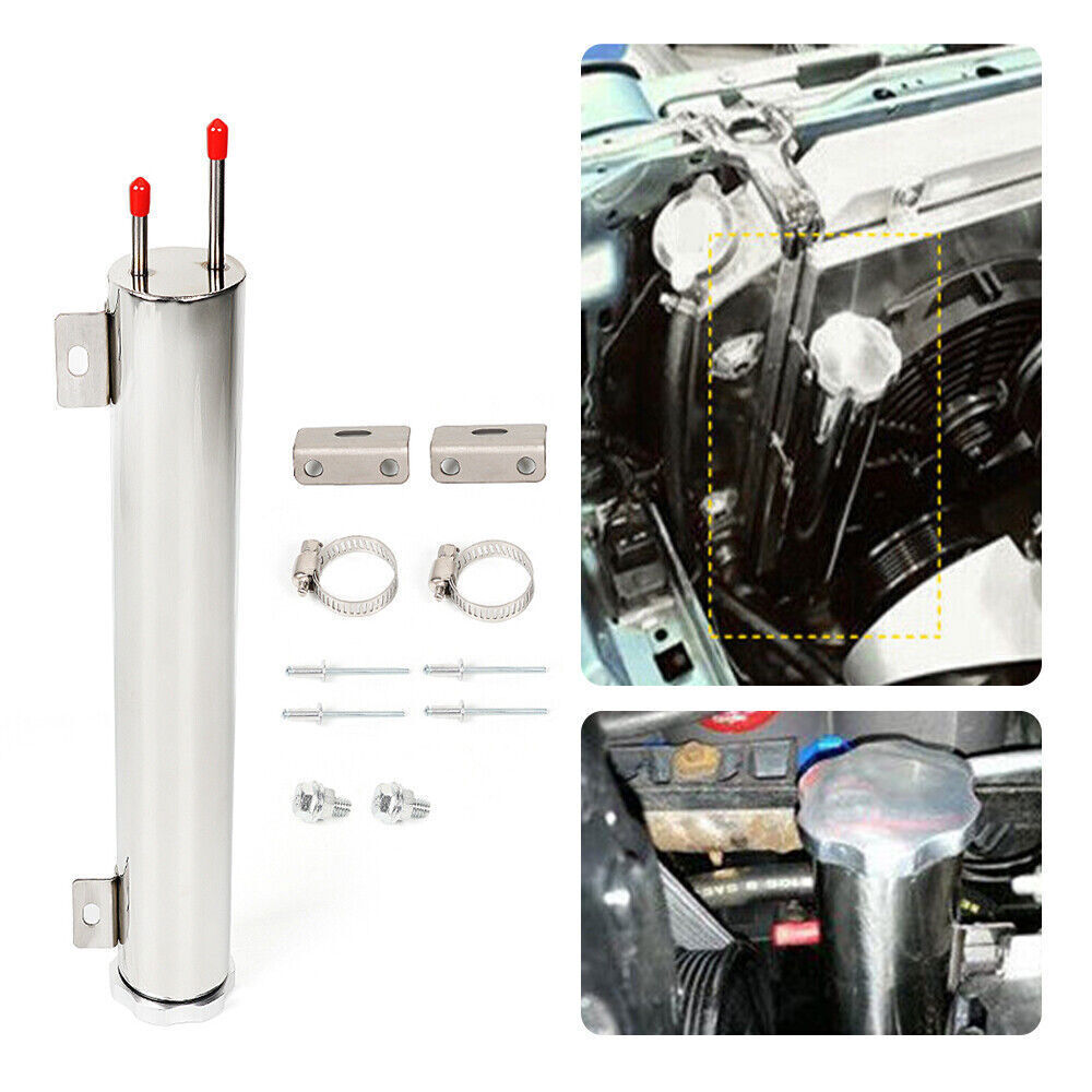 2" x 15" POLISHED STAINLESS STEEL 24 OZ RADIATOR DR OVERFLOW TANK BOTTLE NEW