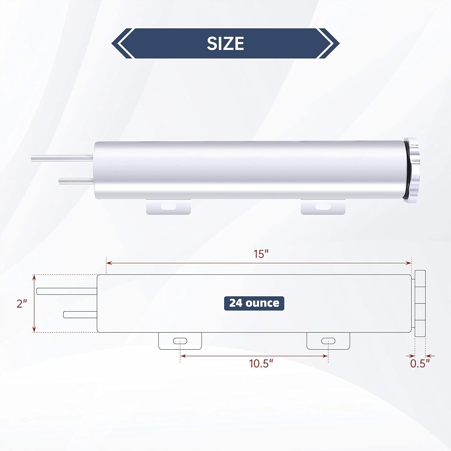 2" x 15" POLISHED STAINLESS STEEL 24 OZ RADIATOR DR OVERFLOW TANK BOTTLE NEW